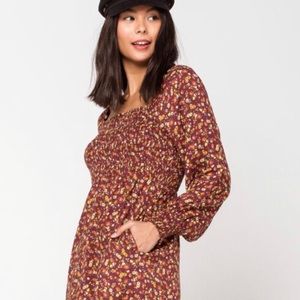 Tilly’s Mimi Chica Burgundy Smocked Dress